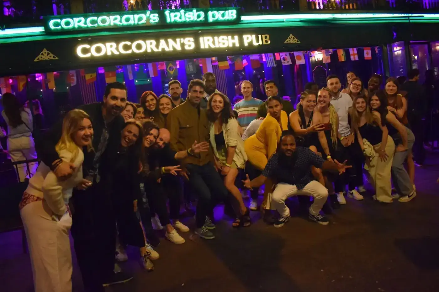 International travellers inside a Paris pub